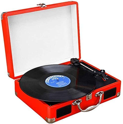 WDWDW Gramophone, Tourne-Disque Vinyle 3 Vitesses Tourne-disques Vintage avec Haut-Parleur stéréo à entraînement par Courroie Tourne-Disque Portable Valise Vie intéressante