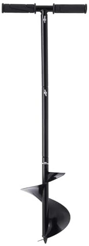YiAndeli Hand Post Hole Digger Garden Auger Drill, Manual Earth Garden Auger Planter Fence Garden Auger with T Shaped Handle for Digging, Planting, Cultivating Black,1