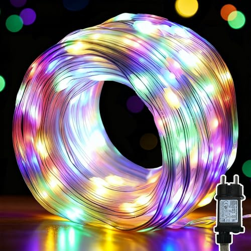 Meision Lichterkette Außen 40m 400LEDs, Lichterkette Innen mit Stecker mit 8 Modi + 6/18 Timer, Außen Lichtschlauch Weihnachtsdeko 31V für Party, Balkon, Bunt