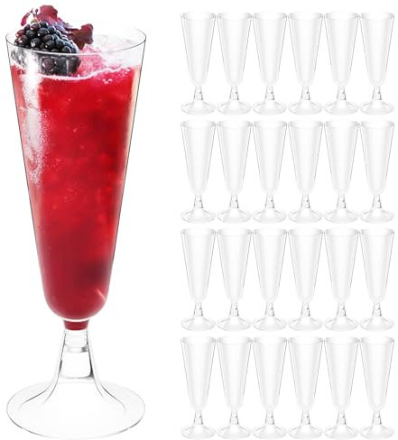 Tryslyn 25 Pezzi Bicchieri Champagne, Spumante Plastica, Flute Tazze di Trasparenti per Feste, Matrimoni, Compleanni(160ML)