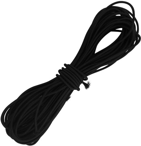 1 Cuerda de Goma Negra, Cuerda elástica Negro, Cuerda Redonda Negra, 5 m, elástica, Redonda, para Tienda de campaña, Mochila, Columpios, tendedero, Camping, Cordones