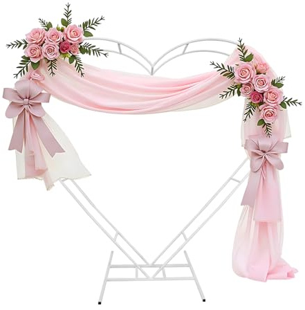 Fiita Herz Hochzeitsbogen,Herz Ballon Bogen Kit Metall Arch Stand Hochzeit Blumen Herzförmiges Kreis Rahmen Hoop Ständer Ballonbogen Set,für Hochzeit, Babyparty, Geburtstagsfeier, Jubiläum,Weiß 2m