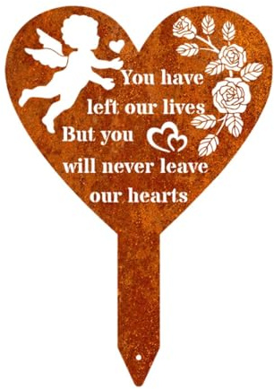 MagiDeal Plaque commémorative en Forme de cœur avec Piquet de Jardin en Forme de Branche de Fleur pour Le cimetière, Piquet de Tombe étanche, A