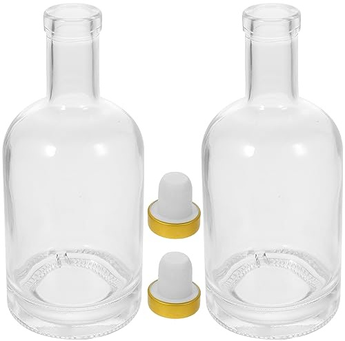Hemobllo Botellas de Vidrio para Licor 750 Ml, Botella de Vino de Cristal Engrosada, Transparente y Antideslizante, para Bar y Hogar, Set de 2 Piezas