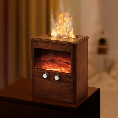 Vankarr 3L Difusor Aceites Esenciales con Chimenea LED Difusor de Aromas Ultrasónico Difusor de Aromaterapia Flame Vaporizador de Esencias para Casa, Yoga