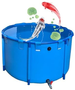 Genérico Estanque de Peces de Lona de PVC para niños con válvula de Drenaje, Piscina elevada para Peces koi y Dorados, Estructura de Acero Resistente, 1,5 x 0,8 m, Capacidad de 1400 l