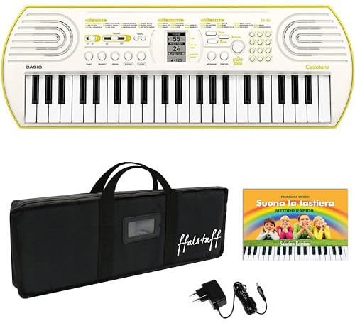 Kit Tastiera Casio SA80 (Fondo Verde) con Alimentatore, Borsa ffalstaff imbottita e E-book Suona la Tastiera (SA80+ Borsa ffalstaff + Alimentatore)