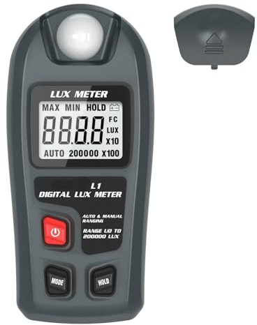 luxmetro digitale, Luxmetro Digitale Illuminometro 0200.000lux LCD Tascabile Luce Lux/FC Misuratore Sensore Fotometro per Case Agricoltura Magazzini