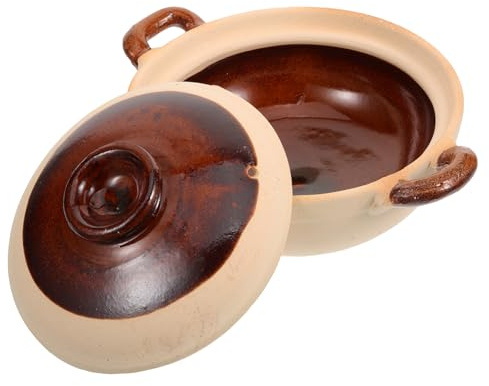 MOTHNUR Pentola in Terracotta con Coperchio Doppia Maniglia Pentola da Cucina Antiaderente per Stufati e Zuppe Resistente al Calore Risparmio Energetico per Gas e Uso Domestico