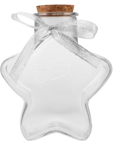 Lurrose Bouteille à Souhait en Verre Transparent Étoile 250 ML avec Bouchon Liège Conservation Hermétique Déco Mariage Baby Shower Présent Festive