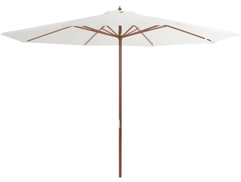 Gecheer Ombrellone da giardino, Ombrellone parasole 350 cm in legno con palo 48 mm, telo in poliestere resistente ai raggi UV, per patio, terrazzo, spiaggia e relax all'aperto