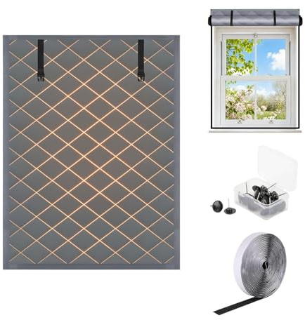 Kit D'Isolation De Fenêtre Film Isolant Pour Fenêtre 90 120 160 240 300cm Isolant Thermique Rideaux Isolant Coupe-Vent Et Insonorisant Couverture De Fenêtres Pour L'hiver(Gris,39x63in/100x160cm)
