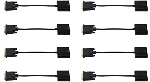 Iyalezirk 8 adaptateurs DVI vers VGA 1080P DVI-D vers VGA 24 + 1 25 broches DVI à 15 broches VGA femelle Convertisseur vidéo pour écran PC