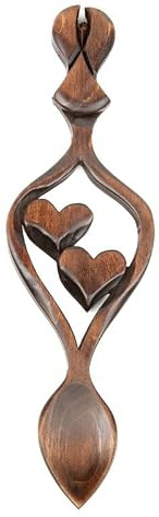 Guardian Angel Love Spoon (Two Hearts) - Hand Carved Welsh Lovespoons