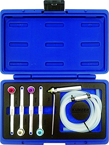 KUNZER 7BEW06.1 Bremsen-Entlüftungs-Werkzeug-Set 6-tlg., 6-Kant Version | Koffer inkl. Schlauch, SW 7 8 9 10 11, 11 mm und 60 mm Nuss, Silikonschlauch, Rückschlagventil