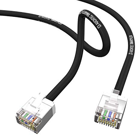AIXONTEC 12 m Cat6 Netzwerkkabel geschirmt schwarz dünnes lan kabel mit 4,0 mm Kabeldurchmesser RJ45 Patchkabel flexible FTP Ethernet Cable 250 MHz CAT 5e 6 7 1000 Mbit Router Switch
