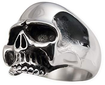Fly Style Totenkopf Ring aus 316L Edelstahl - Skull Gothic Schmuck, Größe: 23.2 mm