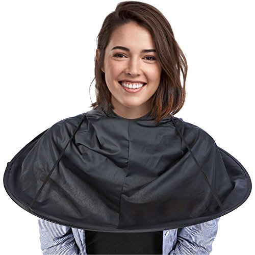 Hair Cutting Cape, Adult Barber Hair Cutting Umbrella Cape Hairdressing Salon Gown Haircut Hairdresser Cloak(Black)