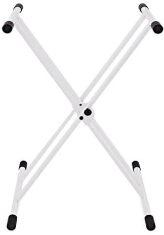 gear4music X-Frame Double Braced Keyboard Stand, White