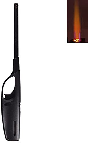 Stabfeuerzeug Sturmfeuerzeug Gas Feuerzeug 27,5cm lang windfest mit Turboflamme für Kerzen Herd Ofen Holzbrenner Kamin Camping Gasfeuerzeug Metallic (Schwarz (1 Feuerzeug))
