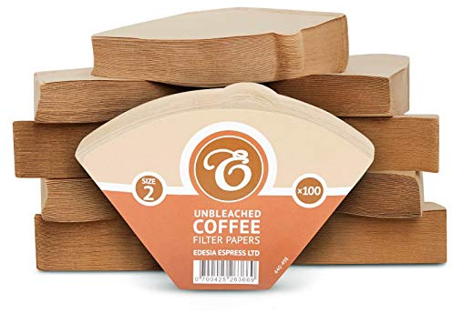 1000 Size 2 Coffee Filter Paper Cones, Unbleached by EDESIA ESPRESS