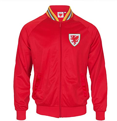 Wales Cymru FAW Official Football Gift Mens Retro Track Top Jacket Red XL