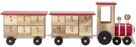 Bloomingville Wiederverwendbarer Holz-Adventskalender in Form eines Zugs – Festliche Vorfreude pur!