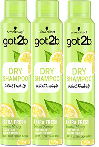 Got2b - Shampoo Secco Freschezza Extra - 3 pezzi da 200 ml (600 ml) - Rinfresca i capelli istantaneamente - Un giorno di freschezza extra per i tuoi capelli
