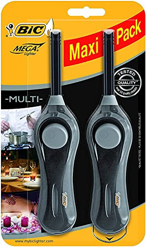 BIC MegaLighter Multipurpose Lighters, Black, Pack of 2