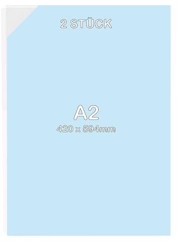 nattmann 2 Stück DIN A3 DIN A2 DIN A1 DIN A0 Acrylglas Scheiben Platten klar transparent (DIN A2)