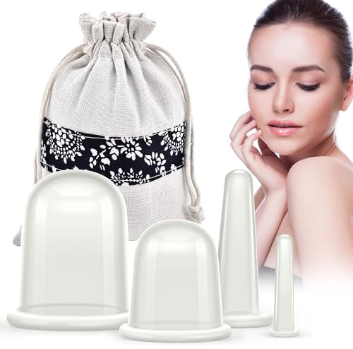 DazSpirit Schröpfen Silikon Vacuum Cup 4 Stück, Schröpfen Massagegeräte Set | Schröpfgläser Anti Aging Anti Cellulite Zurück Körper für Gesicht und ganzen Körper, Klar