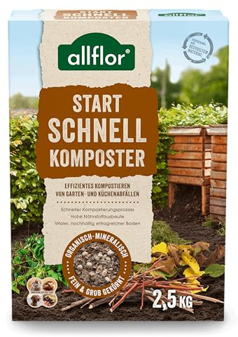 Allflor Schnellkomposter 10 x 2,5 Kg in der Faltschachtel I Mit hochwertigen Naturstoffen I Kurzer Rottezeit und besserer Kompost I Sorgt für eine gesunde Vermehrung der Mikroorganismen