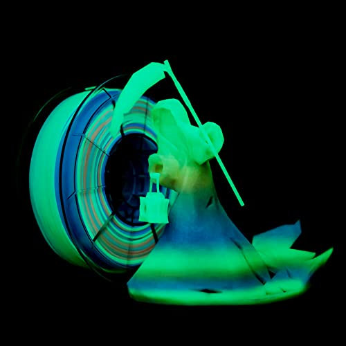 ZIRO PLA Glow Filament 1.75mm, Glühen im Dunkeln 3D Drucker Filament 1.75mm Farbverlauf Mehrfarbig, 1kg (2.2lbs), Maßgenauigkeit +/- 0.03mm, GID Regenbogen