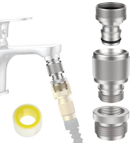 ZESE Quick Connect Wasserhahn-Adapter, Dusch-/Gartenschlauchanschluss, Chrom