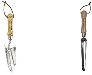 Kent & Stowe Pflanzkelle – Handschaufel aus Edelstahl, Länge: 32,5cm & schmale Pflanzkelle – Handschaufel aus Edelstahl zum Pikieren und Umpflanzen, Blumen-Kelle mit Griff aus Eschenholz, Länge: 33 cm
