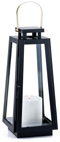 Skandinavisches Gartenwindlicht Eirik edel aus Metall in Schwarz 40 cm