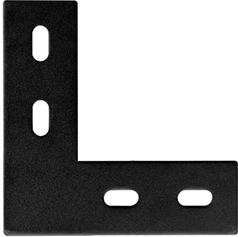 2 Pack L Shape 4mm Thick Heavy Duty Flat Straight Bracket, 120mm x 120mm x 38mm Black Mending Plates for Projects Shelves Wood Metal Works Furniture Cupboards