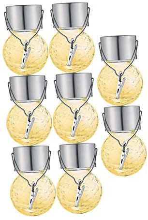 Uonlytech 8pcs Creative Solar Power Light Hanging Crack Ball Lamp Decorative Outdoor Light for Party Lamp and Garden Use