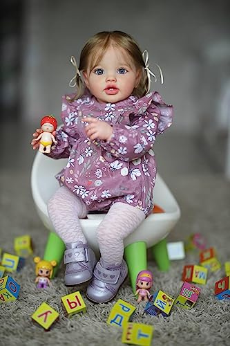 Anano Bambole Reborn in Silicone Morbido Femmina 60cm Bambole Che Sembrano Vere Occhi Aperti (Large)