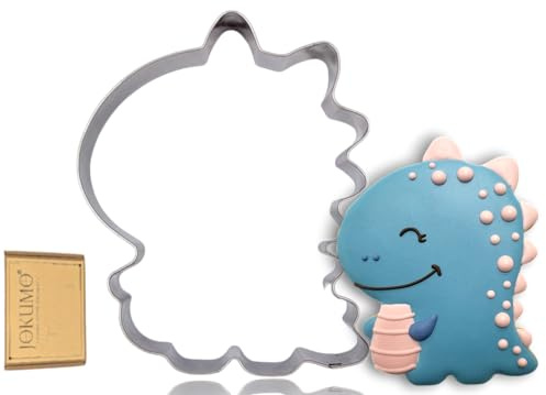 JOKUMO Niedliche Dinosaurier-Ausstechform für Kinder, 10,2 cm, große Dinosaurier-Ausstechform, 18/0 Edelstahl