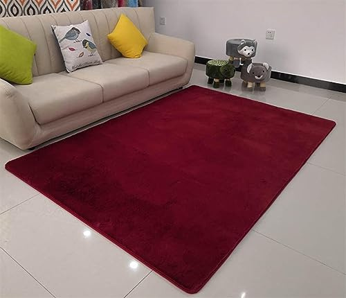 ZWPILY Waschbarer Teppich Wohnzimmer Schlafzimmer Kurzflor rutschfest Flauschig Weich Moderne Einfarbige Muster, Hochflor Teppich Wohnzimmer Kinderzimmer Flauschig Fellteppich,Rot,120x170 cm