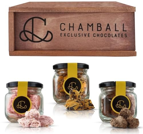 Caja de Chocolates para Regalar, 15 Trufas de Chocolate Belga con: Mango, Fresa y Naranja, Rocas de Chocolate ideal Caja regalo Chocolate con Trufas Magicas, Chocolate box y bombones belgas CHAMBALL