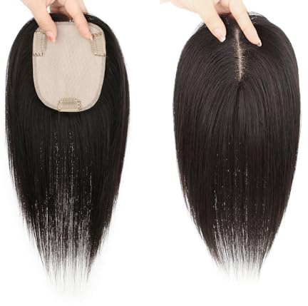 100 % Echthaar-Topper for Frauen Haarteil Ohne Pony 10 * 12 Cm Toupet Mit Sternnetzbasis Clip-in-Top Wiglets Natürliche Schwarze Haarverlängerungen Bei Haarausfall/dünnem Haar/grauem Haar ( Size : 12