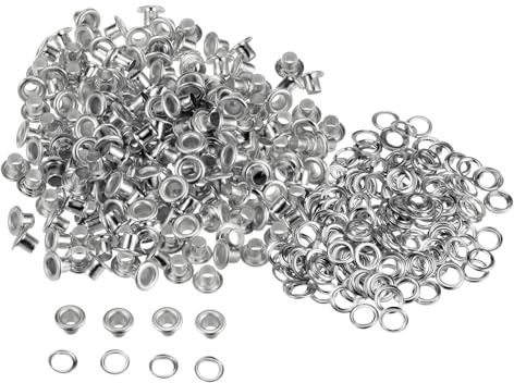 QUARKZMAN 300 Ensembles Œillets en Métal de 3mm ID avec Rondelles, Œillets en Fer pour Chaussures, Vêtements, Ceintures, Étiquettes, Sacs, Tissus, Cuir,DIY, Accessoires, Argent