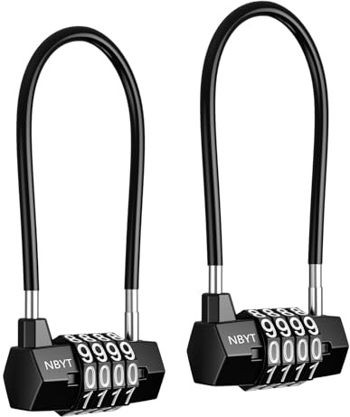 ORIA 2 Pack 4-Digit Combination Padlocks, Flexible Steel Cable, Black