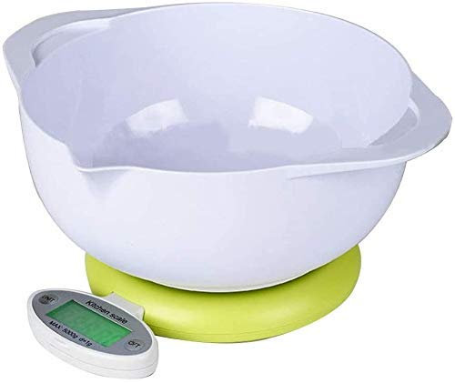 CTCOIJRN Balances électroniques Balances de Cuisine numériques avec Bol mélangeur et écran LCD rétroéclairé Pliable (Color : Bianco, Size : 5kg/1g)