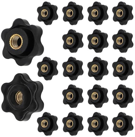 lyualma Lot de 20 écrous à poignée en étoile M6 en plastique - Écrous moletés - Filetage intérieur - Bouton de serrage pour mécaniques, meubles, machines-outils, équipements de fitness