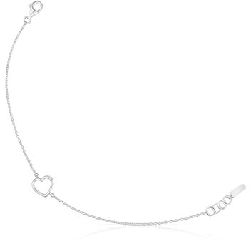 TOUS Pulsera de Plata de Primera Ley para Mujer con Motivo de Corazón, 17,5 cm de Largo, Elegante y Sofisticado, Colección Silueta
