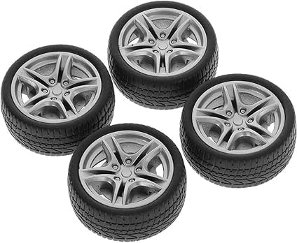 4 Pcs Black Tires, Simulation Rubber Wheel Tire Wheel Toy Model DIY RC Spare Parts Easy Installation Small in Size, Sets,Remote and App Controlled Vehicles and Parts,(48mm)
