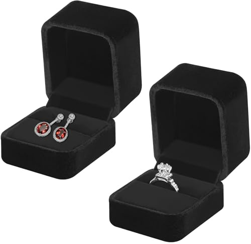 YIFLorine TANG Ringschachtel,2pcs Schmuck Etui für Ring Geschenk-Verpackung Verlobungsring Box Kleine Ring Boxen Verlobung Ringschachtel für Hochzeit Valentinstag Jubiläum 5 * 4.5 * 4cm